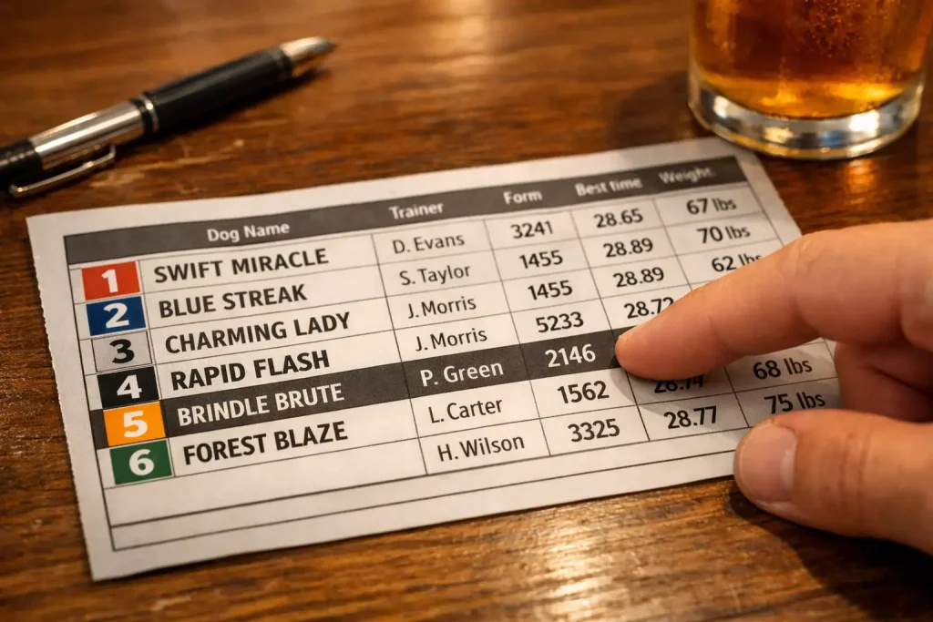 How to Read a Monmore Racecard: Dog Form, Trap and Trainer Info